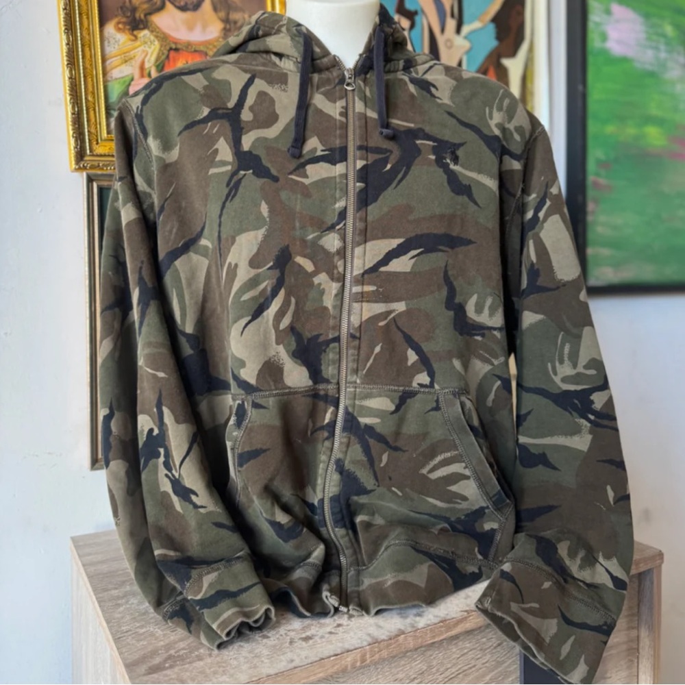 Green Camouflage Sweatshirt Full Zip